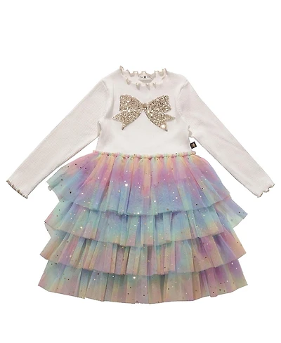 Petite Hailey Girls' Bow Layered Tutu Dress - Baby, Little Kid, Big Kid
