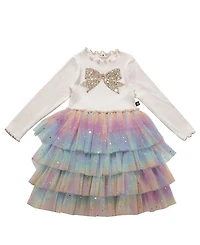 Petite Hailey Girls' Bow Layered Tutu Dress - Baby, Little Kid, Big Kid