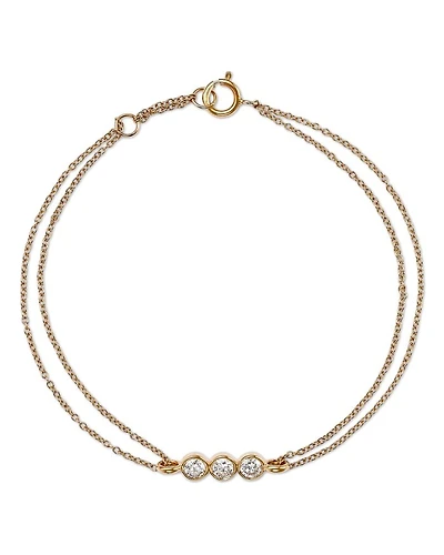 14K Yellow Gold Lab Grown Diamond Trio Bezel Chain Bracelet
