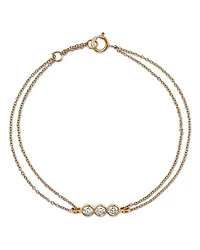 14K Yellow Gold Lab Grown Diamond Trio Bezel Chain Bracelet