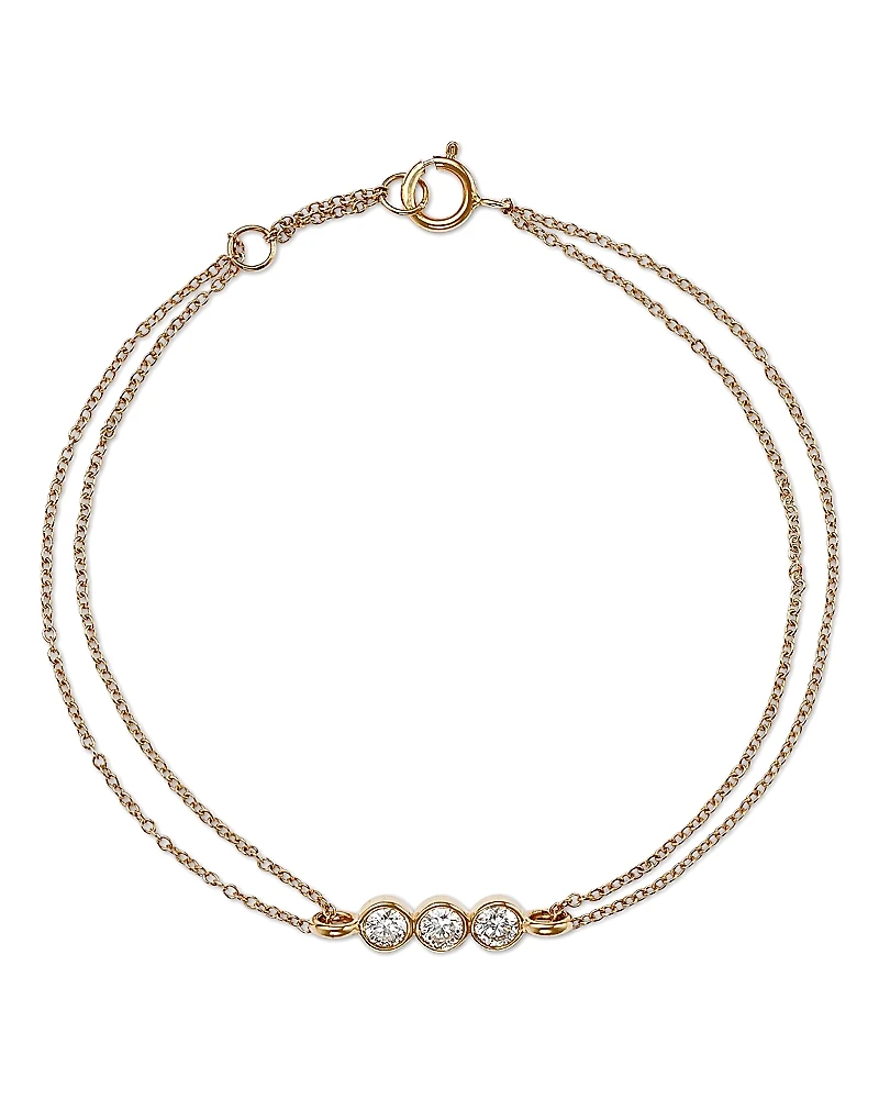 Moon & Meadow 14K Yellow Gold Lab Grown Diamond Trio Bezel Chain Bracelet
