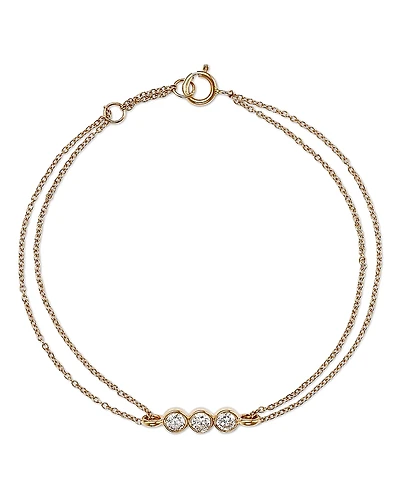 Moon & Meadow 14K Yellow Gold Lab Grown Diamond Trio Bezel Chain Bracelet