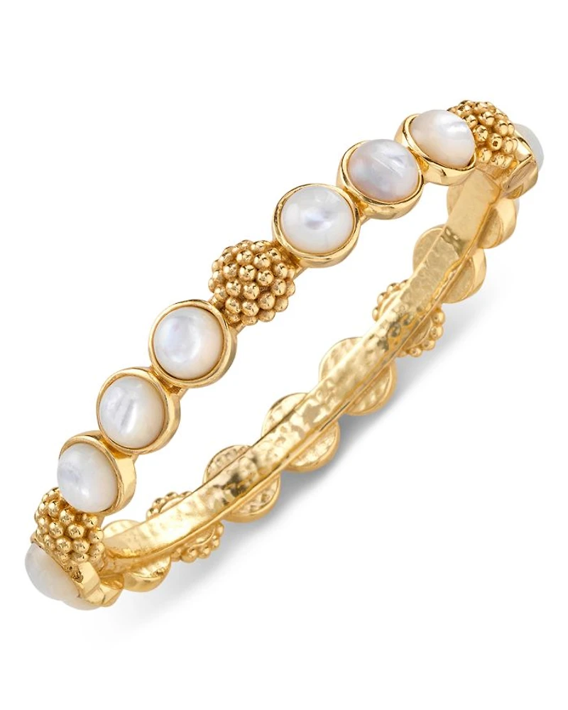 Berry Mother of Pearl Hinged Bangle Bracelet