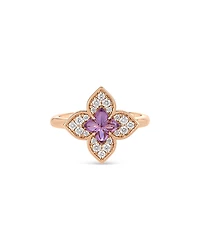 Roberto Coin 18K Rose Gold Venetian Princess Carnival Amethyst & Diamond Flower Ring