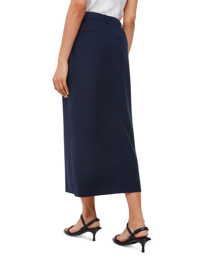 Pinstriped Tailored Midi Skirt