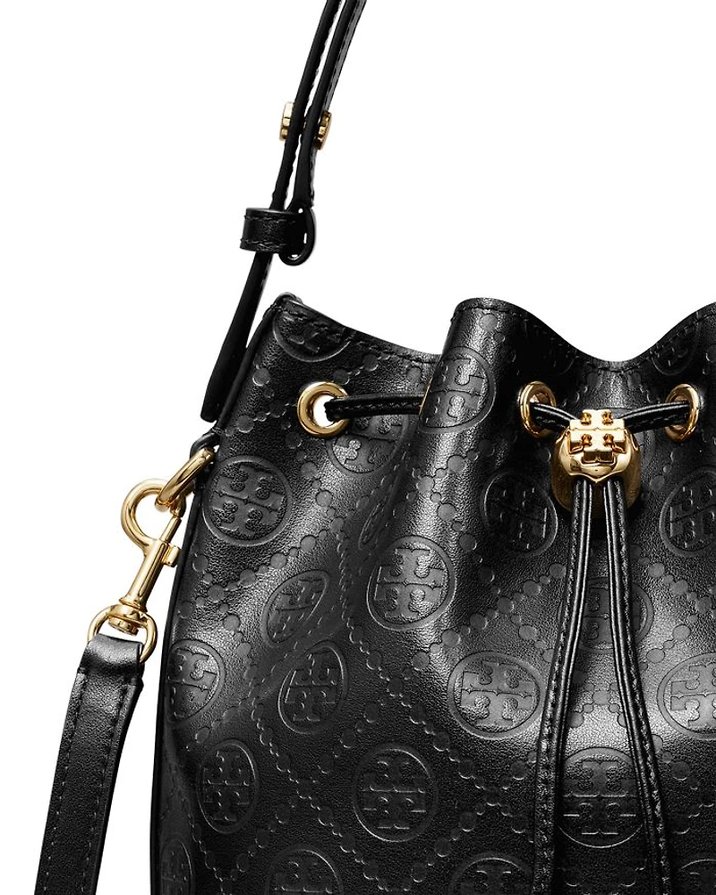 T Monogram Leather Bucket Bag