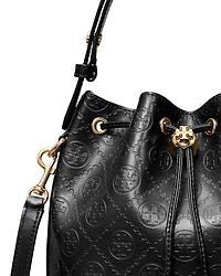 T Monogram Leather Bucket Bag