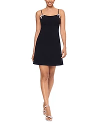 Scuba Crepe Rhinestone Bow Mini Dress - Exclusive