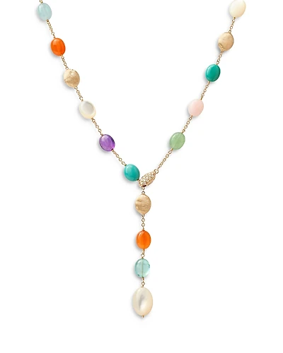 Marco Bicego 18K Yellow Gold Siviglia Multi Stone & Diamond Textured Bead Lariat Necklace, 18 - Exclusive, Italy Campaign