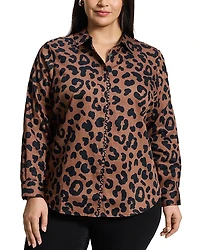 Foxcroft Plus Charlie Cheetah Long Sleeve Shirt