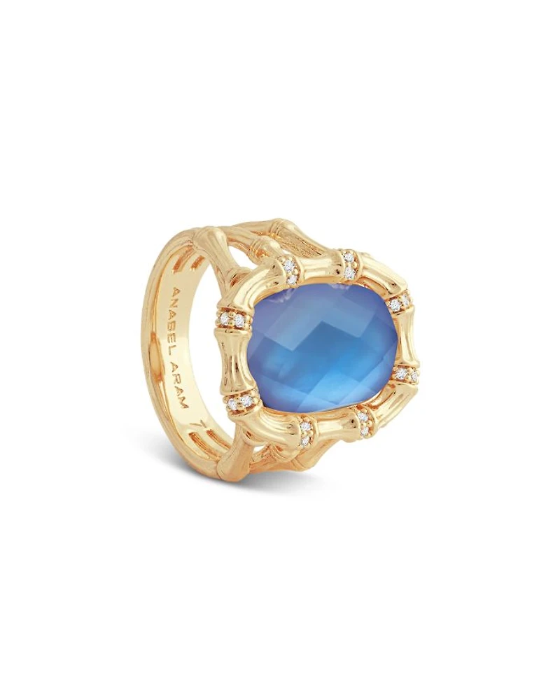 Bamboo Stone Statement Ring 18K Gold Plated