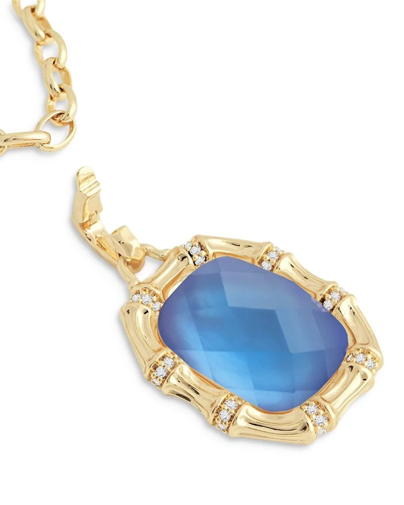 Bamboo Stone Pendant Necklace in 18K Gold Plated