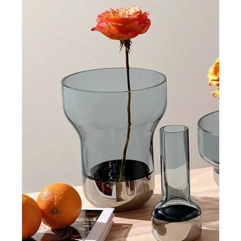 Wide Contour Vase, Steel Blue
