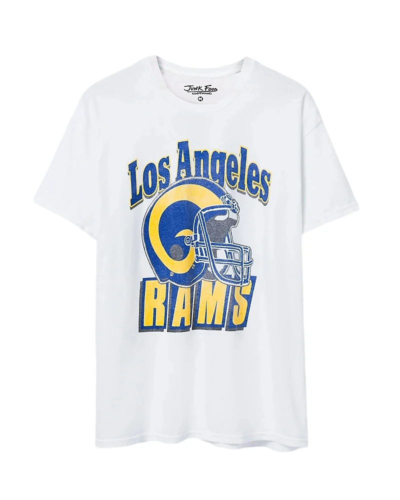 Junk Food Clothing Unisex Nfl Los Angeles Rams Throwback Helmet Flea Market Tee