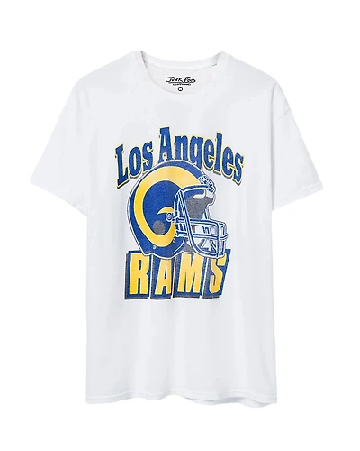 Junk Food Clothing Unisex Nfl Los Angeles Rams Throwback Helmet Flea Market Tee