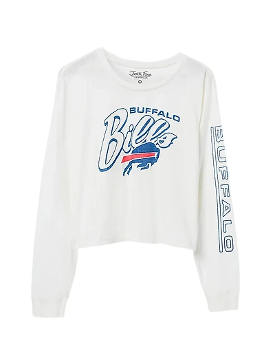 Junk Food Clothing Women's Nfl Buffalo Bills Touchdown Long Sleeve Cropped Tee