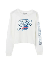 Junk Food Clothing Women's Nfl Buffalo Bills Touchdown Long Sleeve Cropped Tee
