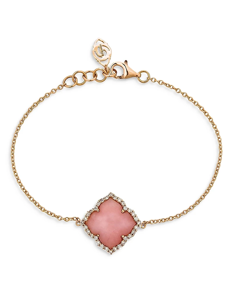 Piranesi 18K Rose Gold Capri Fiore Bracelet with Pink Opal and Diamonds