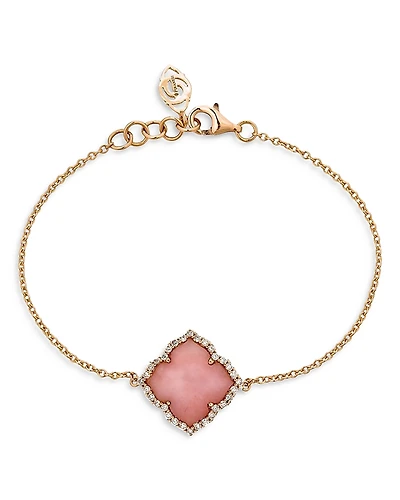 Piranesi 18K Rose Gold Capri Fiore Bracelet with Pink Opal and Diamonds