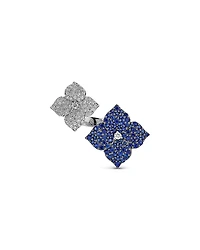Piranesi 18K White Gold Double Fiore Ring with Blue Sapphire and Diamonds