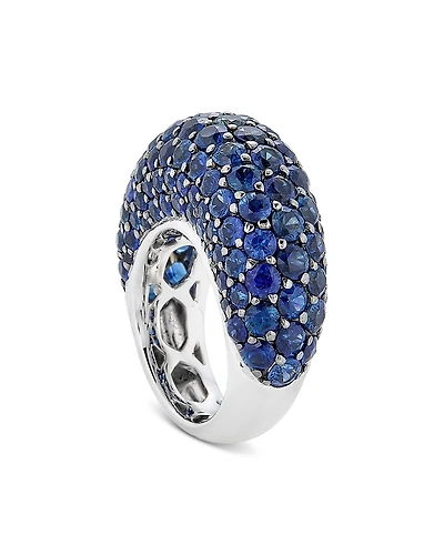Piranesi 18K White Gold Dome Blue Sapphire Pave Large Statement Ring