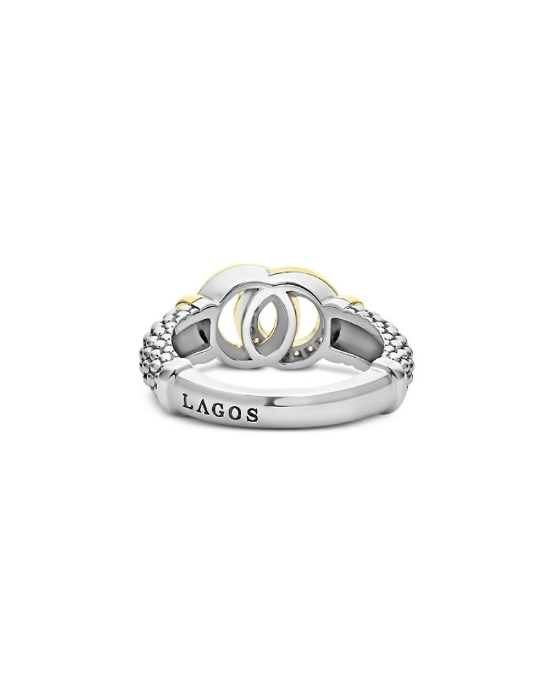 Two Tone Interlocking Diamond Ring, 0.11 tcw