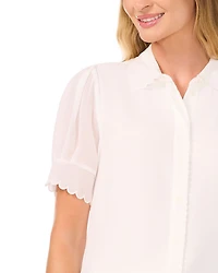 Scalloped Button Front Blouse