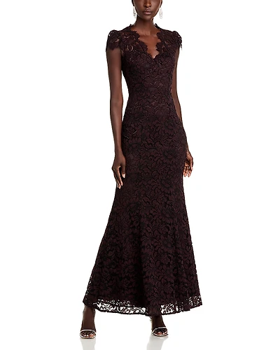 Eliza J Scalloped-Edge Lace Gown