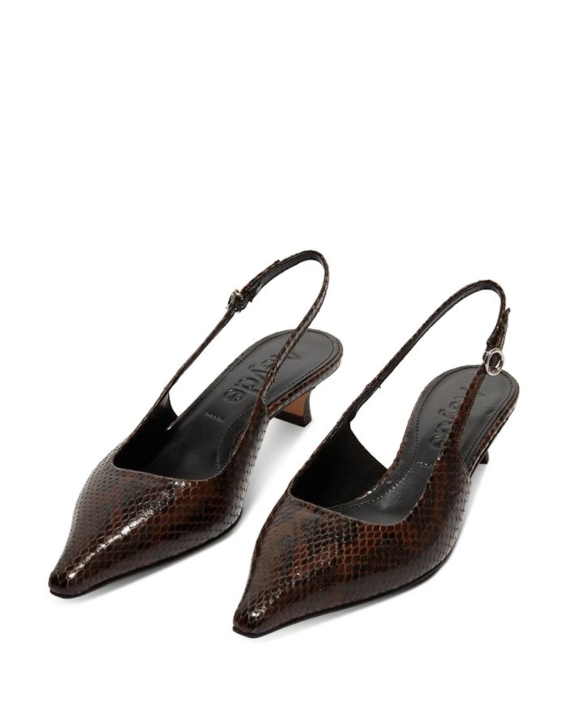 Women's Catrina Pointed Toe Kitten Heel Slingback Pumps