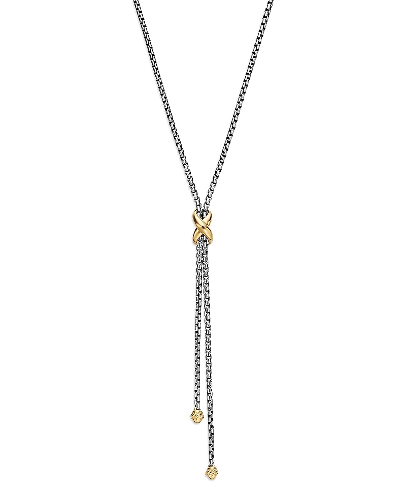 David Yurman Sterling Silver & 18K Yellow Gold Petite X Lariat Necklace, 17-18
