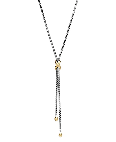 David Yurman Sterling Silver & 18K Yellow Gold Petite X Lariat Necklace, 17-18