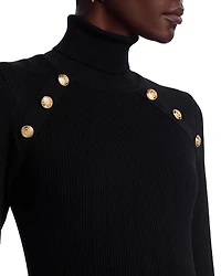 Button Trim Turtleneck Sweater - Exclusive