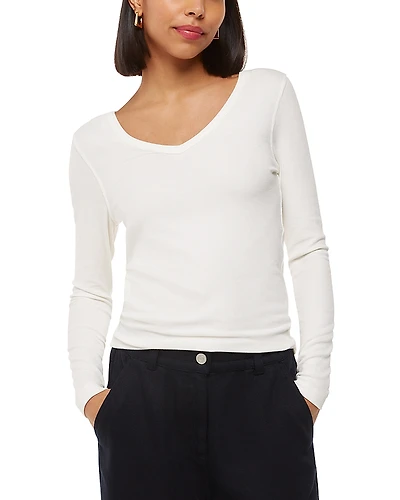 Whistles Essentials Ribbed V Neck Top