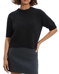 Theory Cashmere Cropped Short Sleeve Sweater