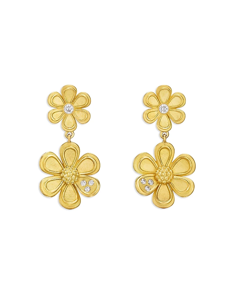 Temple St. Clair 18K Yellow Gold Fj Diamond Flower Drop Earrings