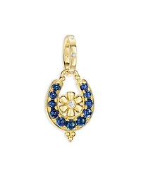Temple St. Clair 18K Yellow Gold Fj Blue Moonstone & Diamond Flower Horseshoe Pendant