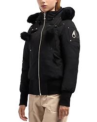 Moose Knuckles Debbie Shearling Trim Down Bomber Jacket