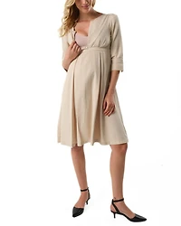 Women's Empire Waist Maternity & Nursing Midi Tea Dress TENCEL (Regular Petite)