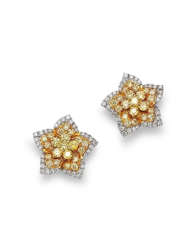 Bloomingdale's Fine Collection White & Yellow Star Stud Earrings
