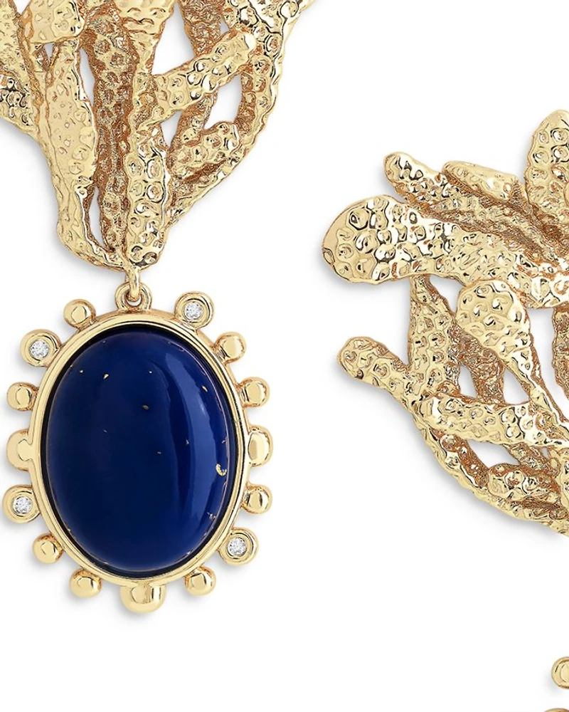 Lapis Oval Bead Drop Earrings