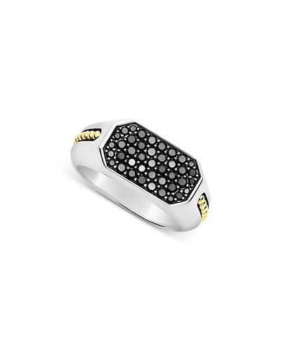 Anthem Two Tone Octagon Black Diamond Ring
