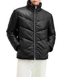 Raya Leather Quilted Full Zip Puffer Jacket