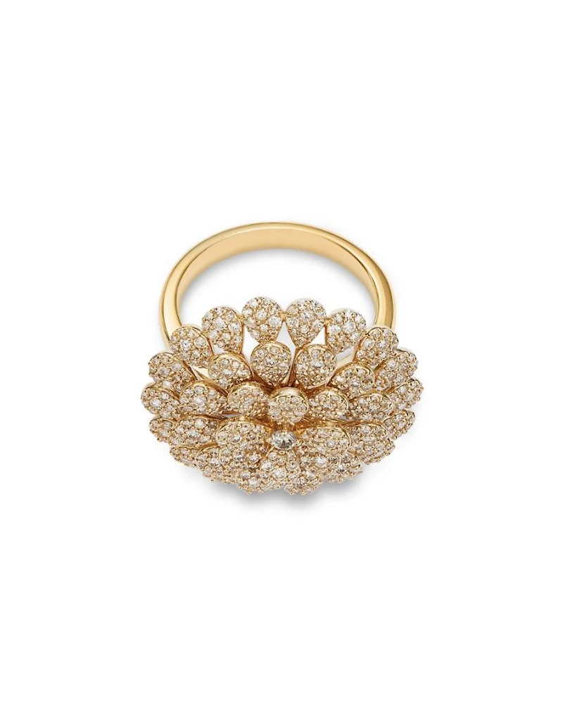 Diamond Flower Ring in 14K Yellow Gold, 1.50 tcw