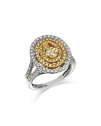 Bloomingdale's Limited Edition White & Yellow Diamond Oval & Round Halo Ring