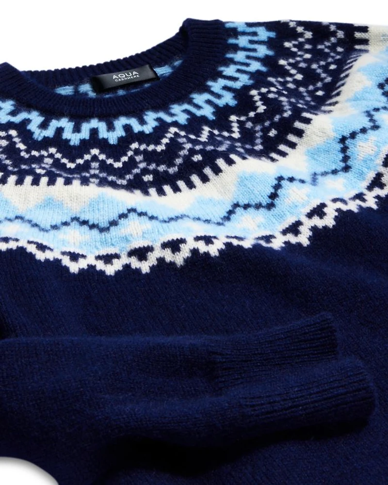 Girls' Fair Isle Cashmere Crewneck Sweater, Big Kid - Exclusive