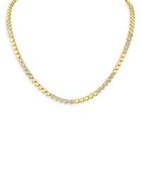 Cubic Zirconia Station Collar Necklace 14K Gold Plated, 17"