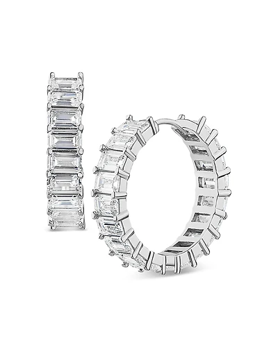 Kenneth Jay Lane Emerald Cut Cubic Zirconia Hoop Earrings