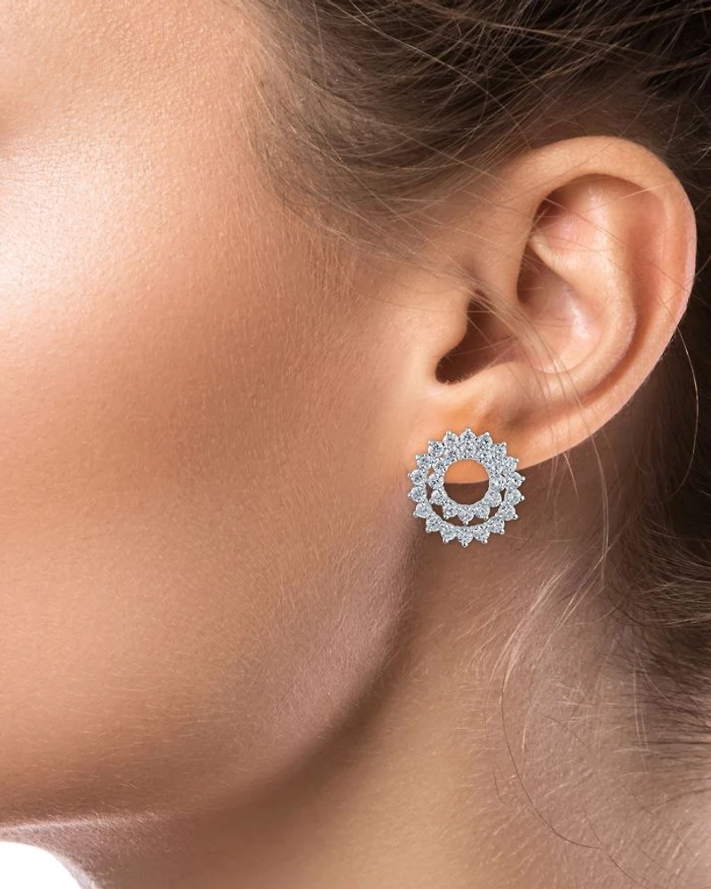 Cubic Zirconia Double Circle Earrings