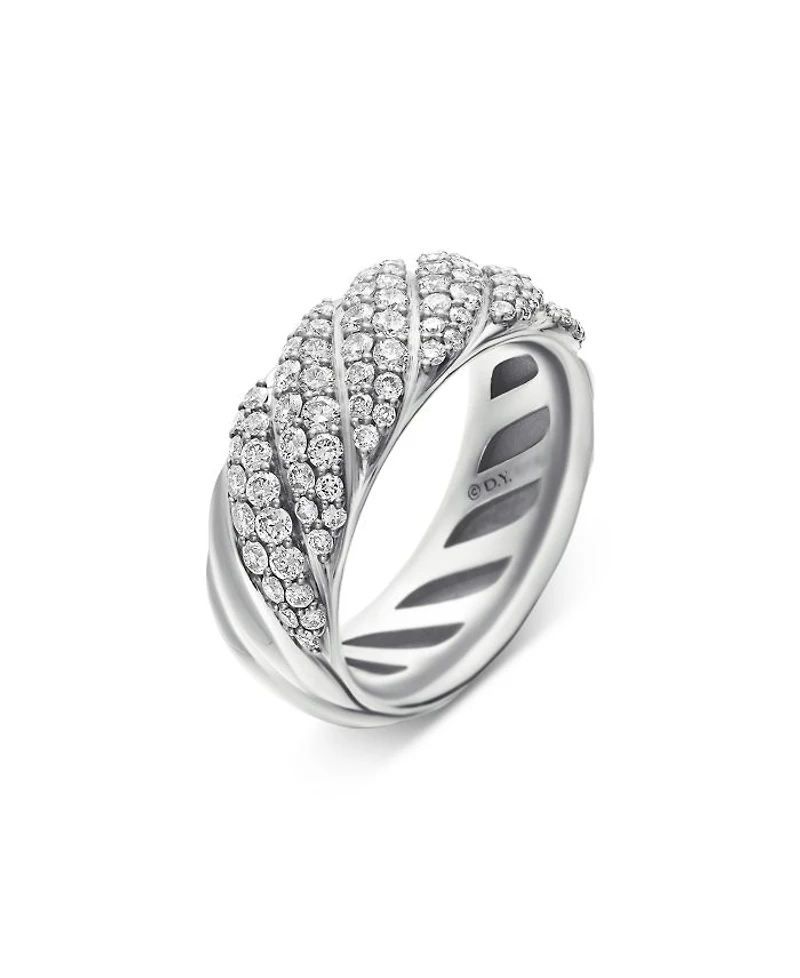 Sterling Silver Faceted Diamond Pavé Ring
