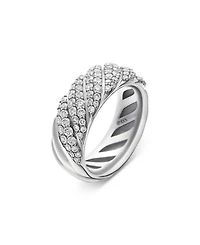 Sterling Silver Faceted Diamond Pavé Ring
